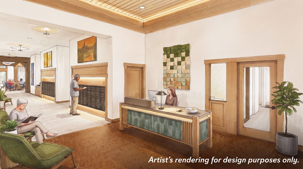Rendering of reception lobby